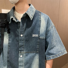 文艺青春流行潮ins潮流衬衫新款百搭标准夏季日常男时尚五分袖，男装衬衫，星座716-4