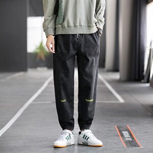 牛仔裤男2021秋冬新款韩版束脚百搭宽松哈伦长裤C402图片