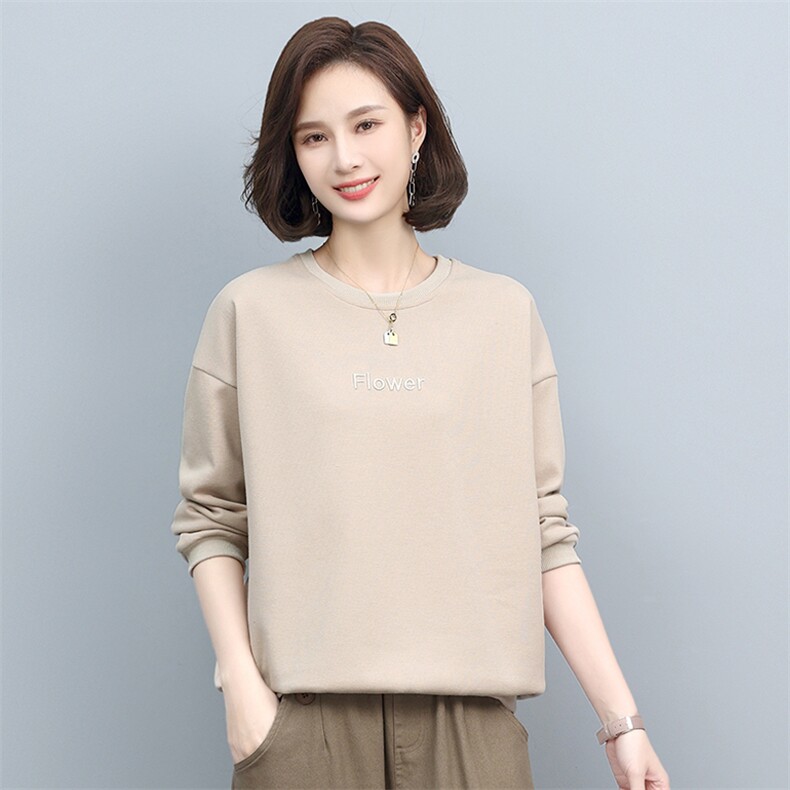 2022春新款时尚宽松刺绣卫衣女韩版百搭显瘦长袖上衣图片