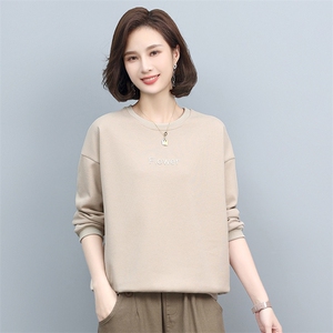 2022春新款时尚宽松刺绣卫衣女韩版百搭显瘦长袖上衣图片