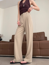 黑色西装阔腿裤2026新款春夏高腰小个子宽松垂感直筒拖地裤，女装休闲裤，云美莎专业女裤-全店现货