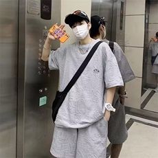 2025夏季冰丝套装男士潮牌潮流短袖T恤短裤休闲两件套TZ20-P24，男装牛仔裤，星座1816-2（原1210–2）