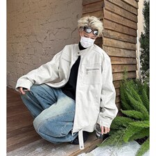 26春装高品质老钱风立领夹克外套男女美式潮牌拉链工装风宽松上衣，男装夹克，电商A486