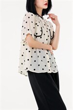 现货波点植绒衬衫，女装衬衫，尤鱼 YOOYUU