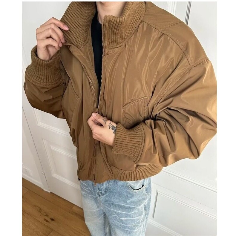 飞行员夹克外套男秋冬美式廓形短款棉服立领棒球服,男装夹克,星座506A