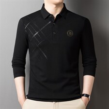 2023新款秋季男装中年男士商务休闲上衣长袖印花薄款翻领卫衣，男装卫衣，电商B212（原钱塘6029）