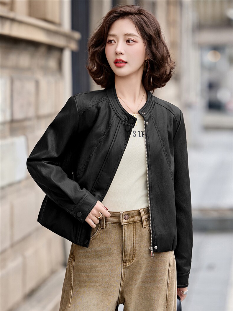 2026年春季新款现货时尚潮流皮衣外套机车服女装,女装皮衣,臻衣坊