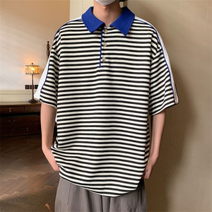 条纹短袖夏季Polo衫 撞色拼接翻领T恤T23 P45图片
