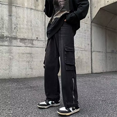 复古牛仔裤子男夏季设计感小众大口袋高街工装裤N5037P53，男装牛仔裤，星座1116-2