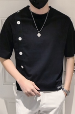 黑色2023精神小伙修身男士圆领短袖T恤打底衫潮6665-P45控68，男装T恤，电商A108