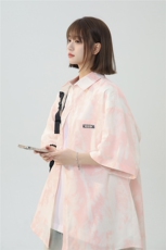 XZ-230-1CS503夏新款中性风简约轻奢水墨扎染休闲短袖衬衫P45控58，男装衬衫，星座230-1