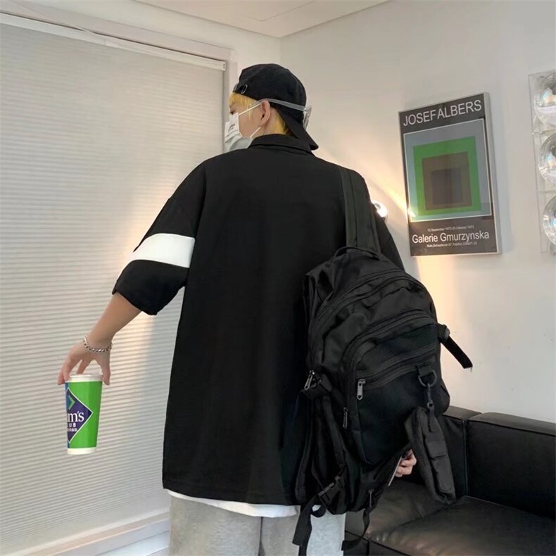 短袖polo衫男ins港风拼接撞色翻领T恤夏季韩版潮半袖F258P28,男装Polo衫,星座1116-2