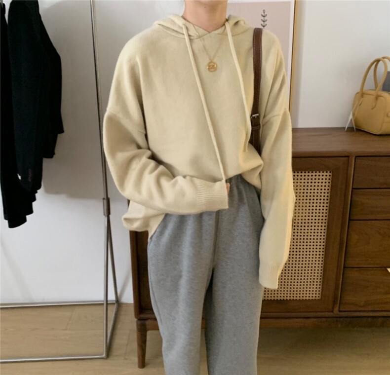 新款带帽毛衣，高品质毛衣，女装针织衫/毛衣，素妮