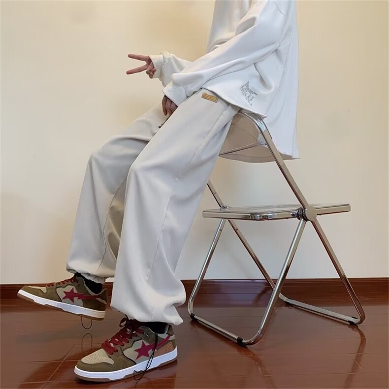阔腿休闲裤子男ins潮高街长裤坠感小众直筒拖地裤灯芯绒K793-P35,男装休闲裤,星座1001-1