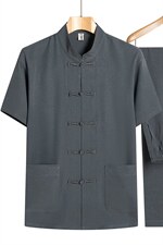 中老年唐装男士爸爸夏装短袖风棉麻套装爷爷夏季老人衣服薄款，男装休闲套装，电商B212（原钱塘6029）