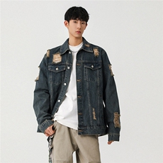 25款破洞牛仔夹克宽松韩版工装潮流水洗外套N598/P78/118，男装工装外套，星座202