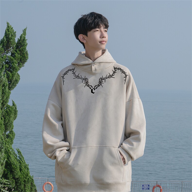 抖音品质秋季新款美式潮流印花麂皮绒连帽卫衣wljp200-特p45控79,男装卫衣,星座605(原A050)