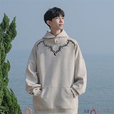 抖音品质秋季新款美式潮流印花麂皮绒连帽卫衣wljp200-特p45控79，男装卫衣，星座605(原A050)