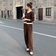 《现货新品》拼接花边宽松显瘦舒适两件套运动休闲套装，女装套装/套裙，曼琳思菲