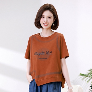 休闲运动女夏季2025新款洋气显瘦冰丝短袖假两件束脚裤图片