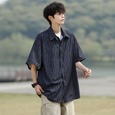 8XL-M花衬衫男款短袖夏季冰丝薄款花衬衣大码寸衫外套DC28013P38，男装T恤，电商B312