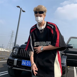 美式街头短袖T恤男ins潮牌痞帅夏季宽松休闲赛车服体恤T1344-p33图片