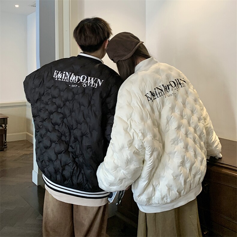 1港风情侣定制面料宽松保暖棒球领羽绒服男外套8709P168控229，男装羽绒服，星座226-2