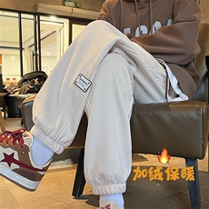 加绒加厚休闲运动卫裤男美式针织束脚裤712-kk379p55控78，男装休闲裤，星座712
