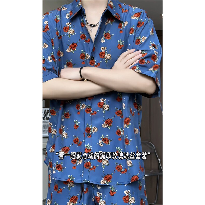 1短袖衬衫男+短裤男套装男聚酯纤维M-5XL大码TZ78702P50控98,男装牛仔裤,星座226-2
