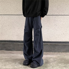 秋冬款男休闲裤褶皱拼接阔腿直筒纯棉长裤h0827P66，男装休闲裤，星座1013-1