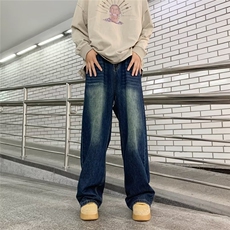 高街牛仔裤男韩版潮流痞子帅2024冬季新款ins宽松长裤RK1216-P43，男装牛仔裤，星座412-2