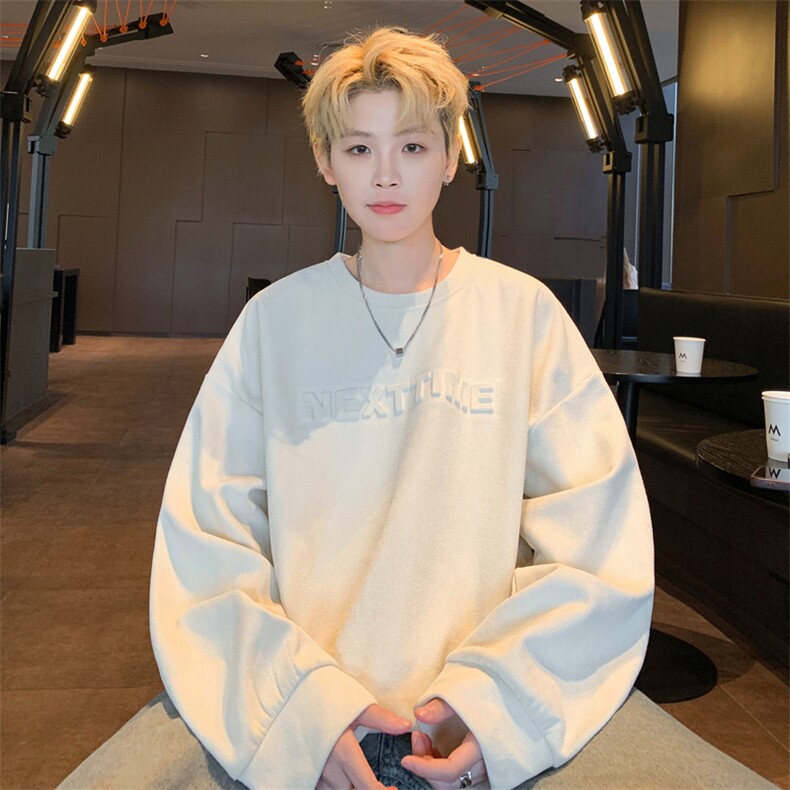 ！2024秋冬新款男士灯芯绒圆领卫衣钢印长袖WYJP03特P38控58,男装卫衣,电商B220