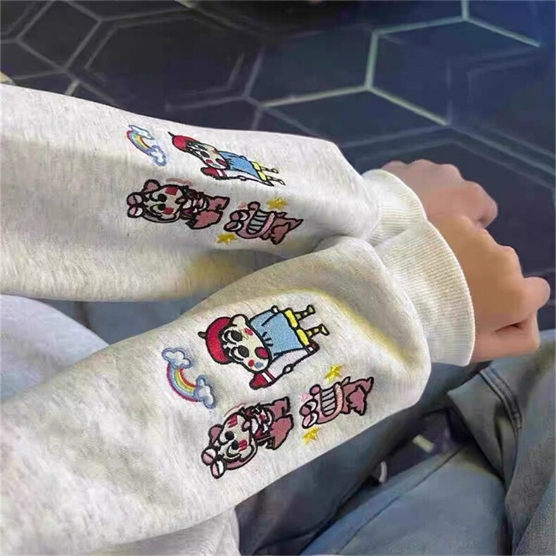 趣味蜡笔小新刺绣纽扣连帽卫衣女秋冬休闲上衣LW2466-P48加绒53,男装卫衣,星座1008