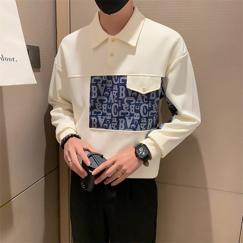 卫衣男2024春秋新款百搭潮流翻领POLO衫宽松休闲长袖上衣WY03-P68,男装卫衣,电商D323（原B261）