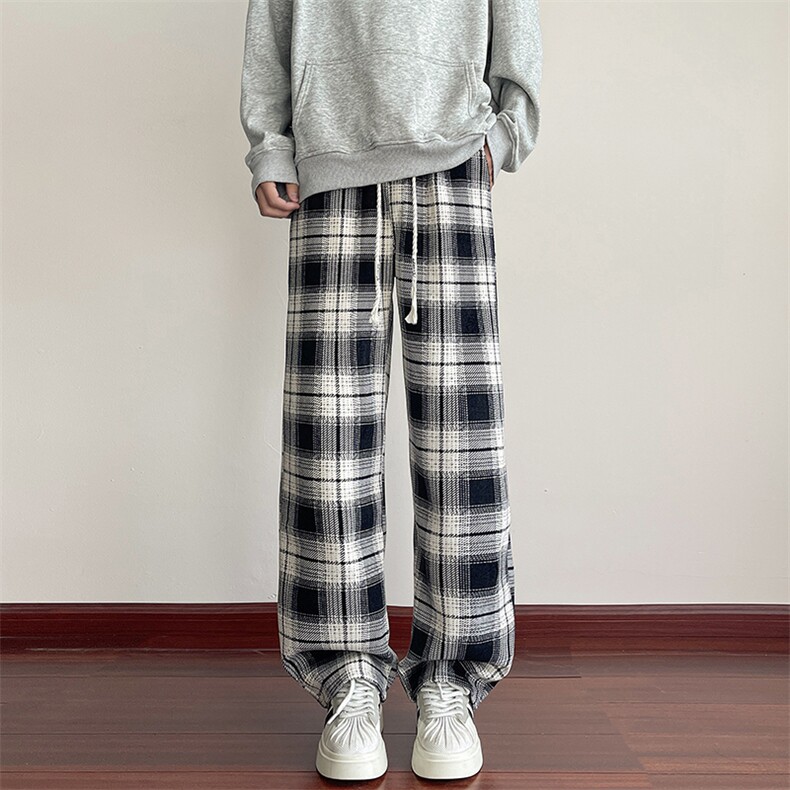 YK86117-P45 聚酯纤维 新款美式高街格子长裤图片