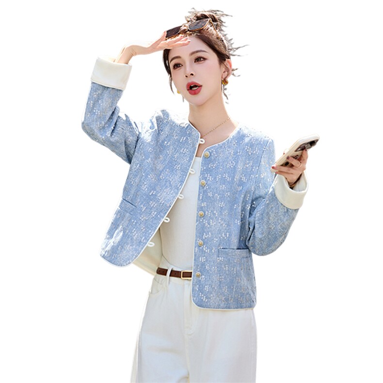 重工两片绣牛仔外套2026新款,女装短外套,衣佳和