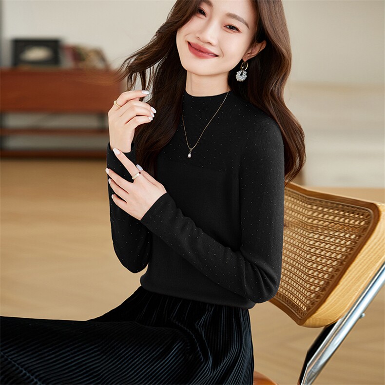 半高领2024秋冬新款毛衣打底衫女套头纯色上衣内搭修身显瘦针织衫,商品下架区,韩然一族