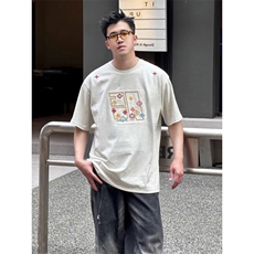 万针全刺绣工艺高品质260克双纱纯棉美式高街短袖T恤特P33，男装T恤，电商A486
