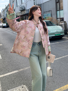 水衣源2607A款新中式提花刺绣短款轻薄羽绒服女图片