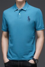 2023新款夏季男短袖POLO衫时尚翻领纯色T恤中年爸爸装半袖上衣P65，男装Polo衫，星座1105-3