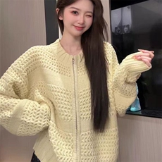 2025年秋季时尚百搭休闲拉链开衫，女装针织衫/毛衣，萱芳婷羊绒