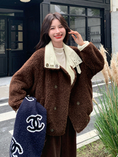 【现货】蛋白皮两面穿皮毛一体外套P225-K328，女装棉衣/棉服，浙宝128A