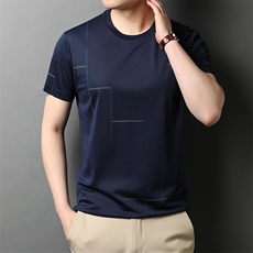 2023新款男士短袖t恤时尚透气圆领爸爸夏季衣服宽松父亲夏装P80，男装T恤，钱塘6003A(原)4033A