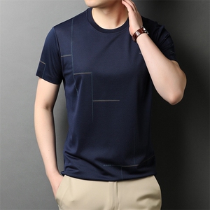 2023新款男士短袖t恤时尚透气圆领爸爸夏季衣服宽松父亲夏装P80图片