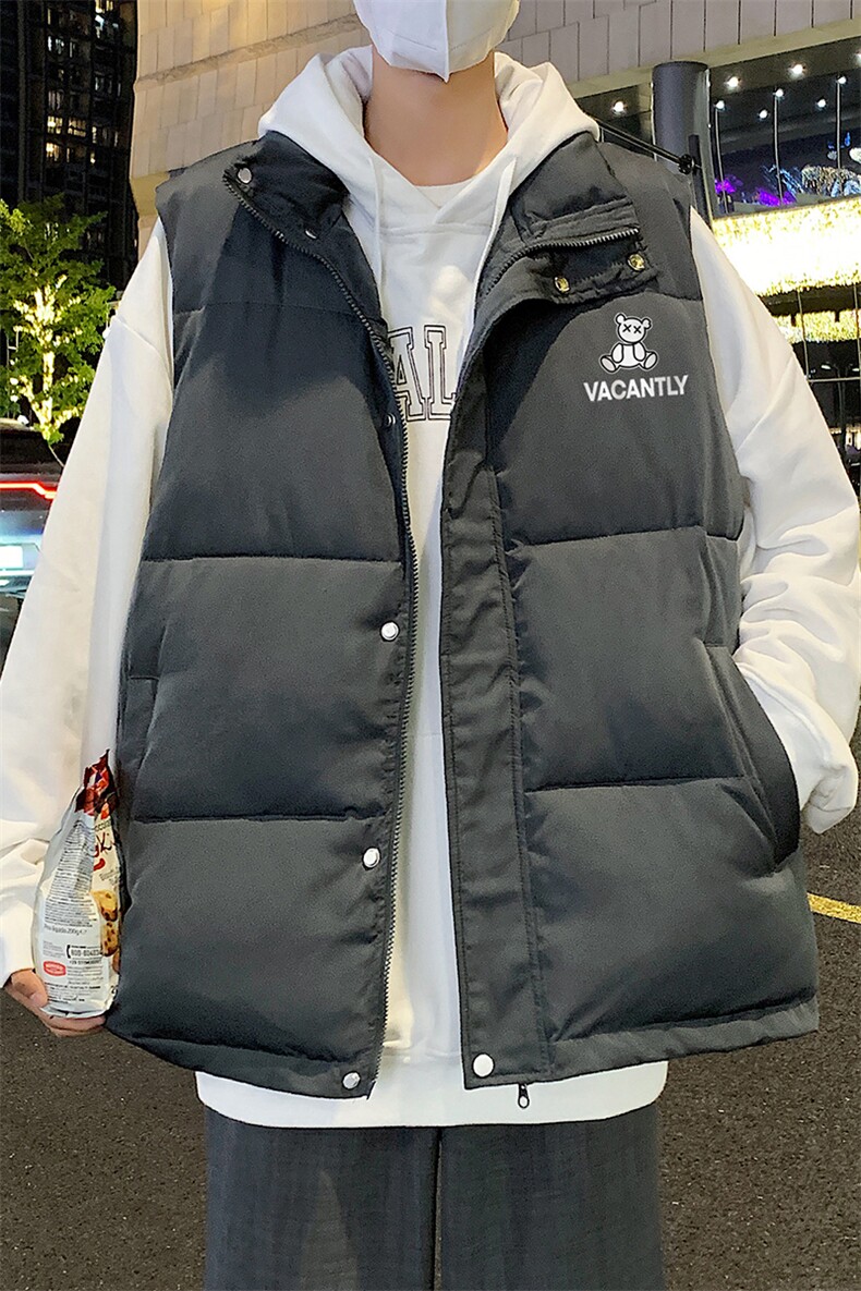 港风冬季新款立领马甲白鸭绒羽绒服男潮宽松男MJ611P115控158,男装羽绒服,电商A268A