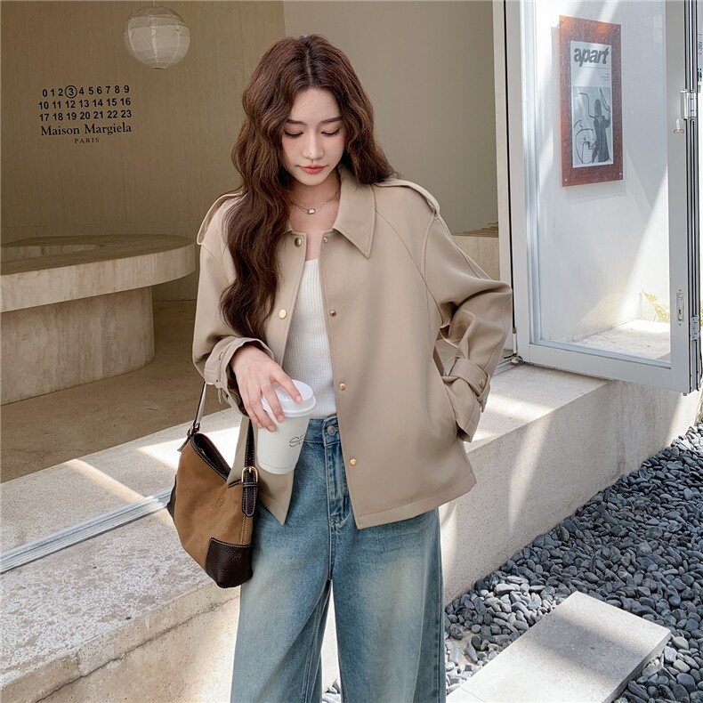 卡其色短款风衣2C081-8305P155K228,女装风衣,2C081