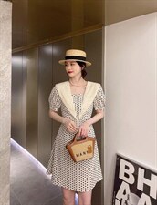 波点闺蜜款一长一短连衣裙，女装连衣裙，亿炫(5F)