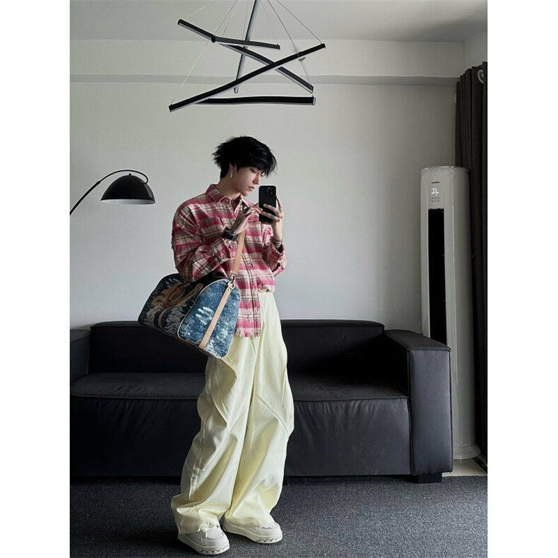 秋冬新款潮流男女百搭款宽松阔腿垂感拖地休闲长裤BK2324-P65，男装休闲裤，星座1002-1