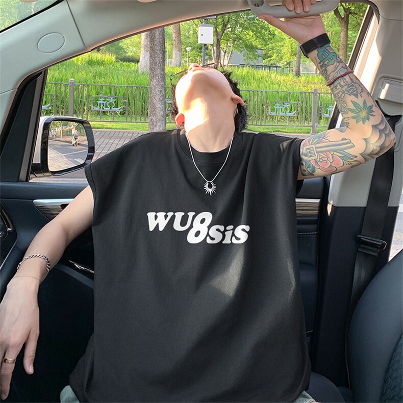 可48小时发货支持抖音得物来样二开240克重磅美式纯棉背心无袖t恤，男装T恤，电商A486