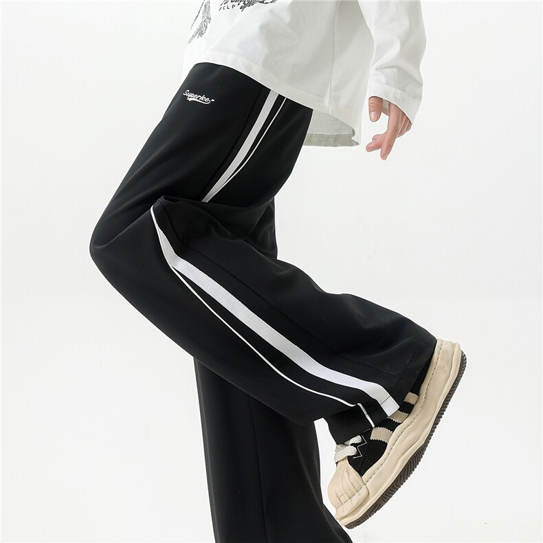 美式高级垂感重磅主推男刺绣撞色条纹休闲裤X416B-KL1059-P45限78，男装休闲裤，星座416B